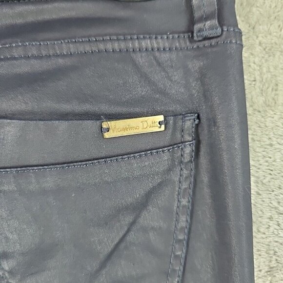 Massimo Dutti Jeans Womens Size 2 Waxed Dark Blue Skinny Fit Low Rise Stretch - Picture 11 of 13